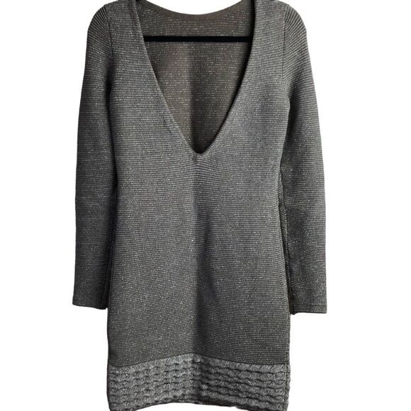 Moda International Fitted bodycon sweater dress with deep V back. Women’s small - Picture 3 of 7